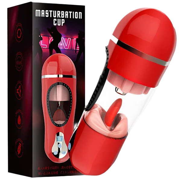 Jiuai Heated Remote Tongue Vibrating Realistic Male Masturbator