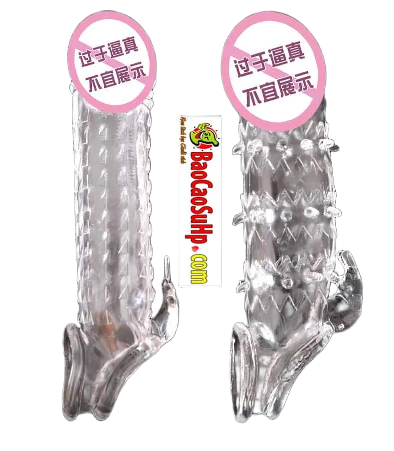 Jiula Transparent Spiked Ribbed Condom Sleeve