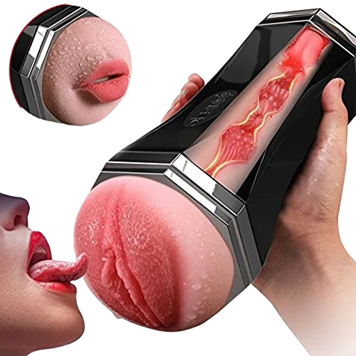 JUAI Dual Head Vibrating Male Masturbator with Sound ABS Silicone