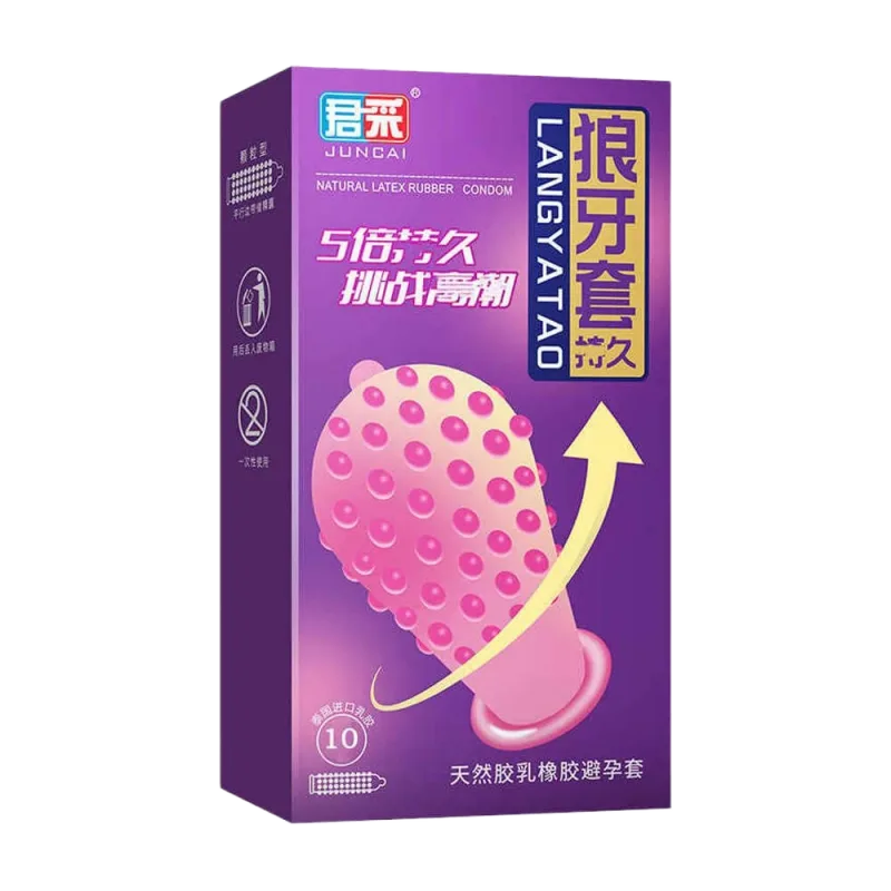 Juncai Langyatao Ribbed Condom Pack 10 Stimulate Pleasure