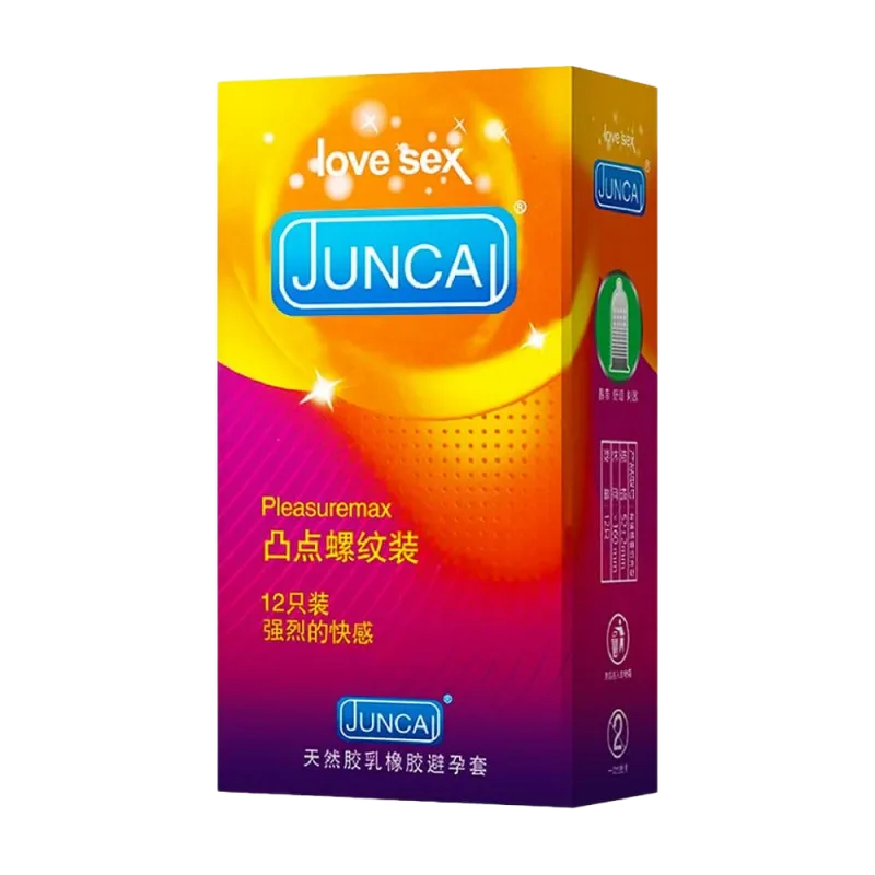 Juncai Pleasuremax Ribbed Dotted Condom Pack Of 12