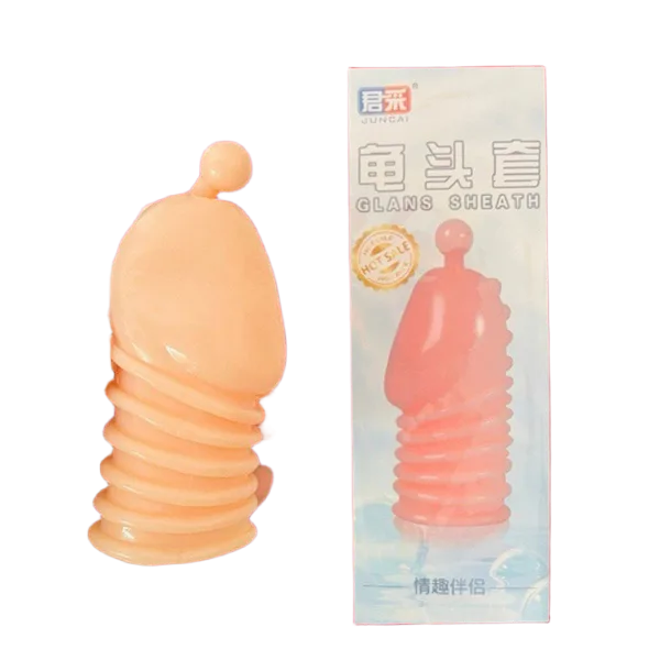 Juncai Ribbed Beaded Head Silicone Condom Delay Male Pleasure