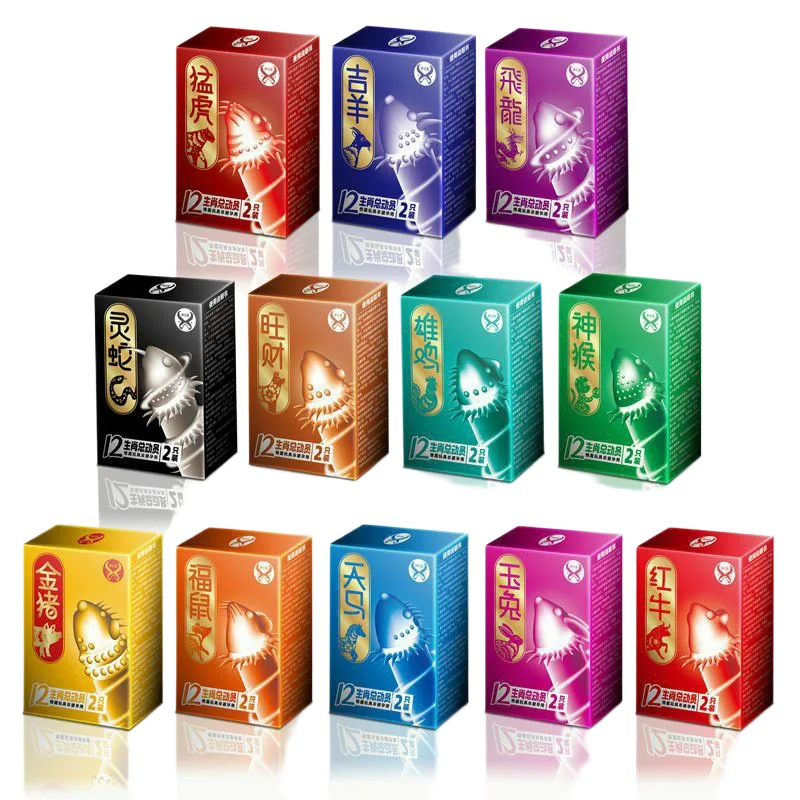 Juncai Zodiac Condom 12-Pack Enhanced Sensation Natural Latex