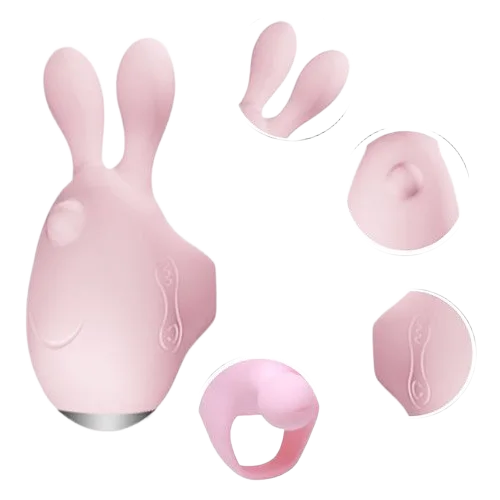 Jupin Bunny Ear Finger Vibrator Multicolor Silicone