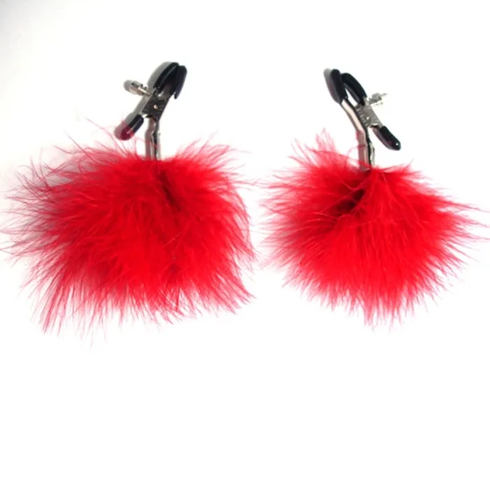 Metal Nipple Clips with Feather Tickler Pleasure Accessory — photo 2