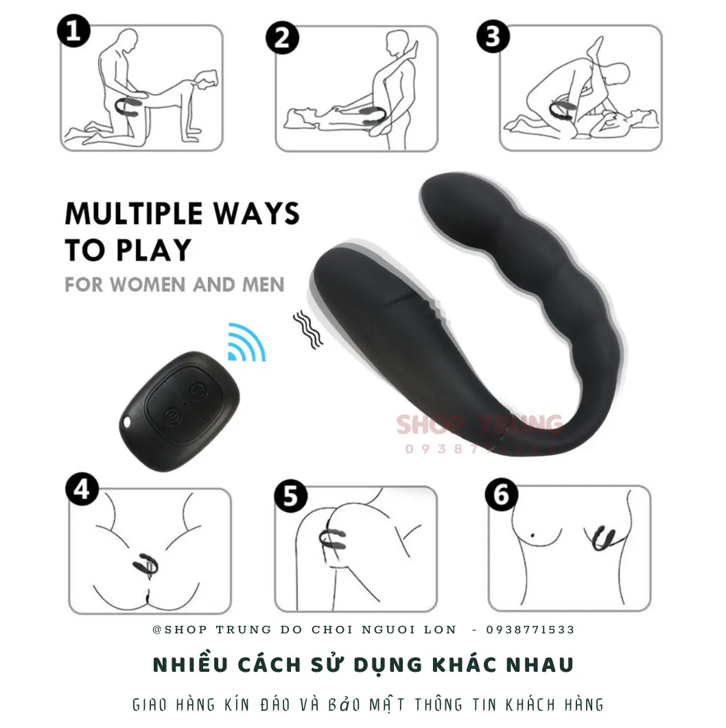 Remote Control U-Shaped Anal Vibrator with 10 Modes Black — photo 2