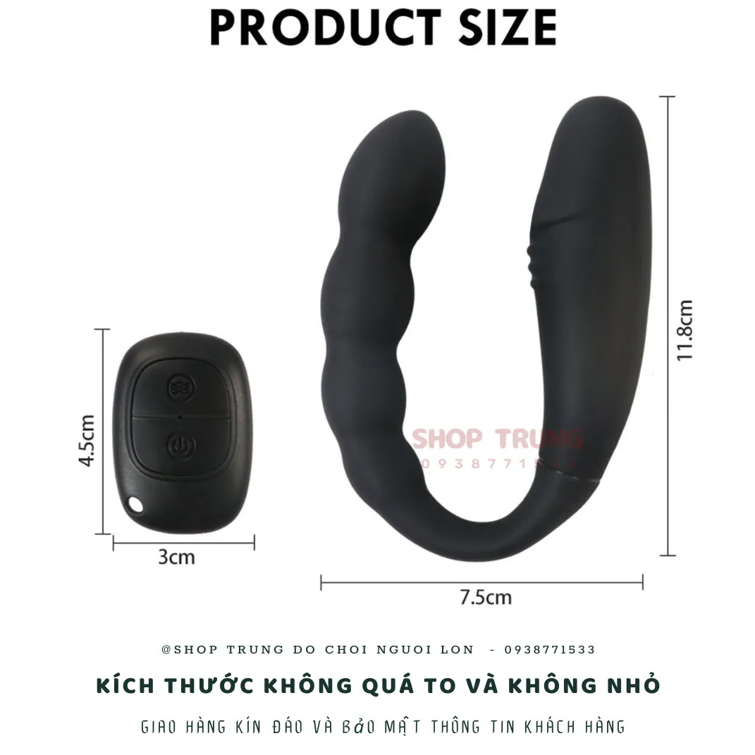 Remote Control U-Shaped Anal Vibrator with 10 Modes Black — photo 5