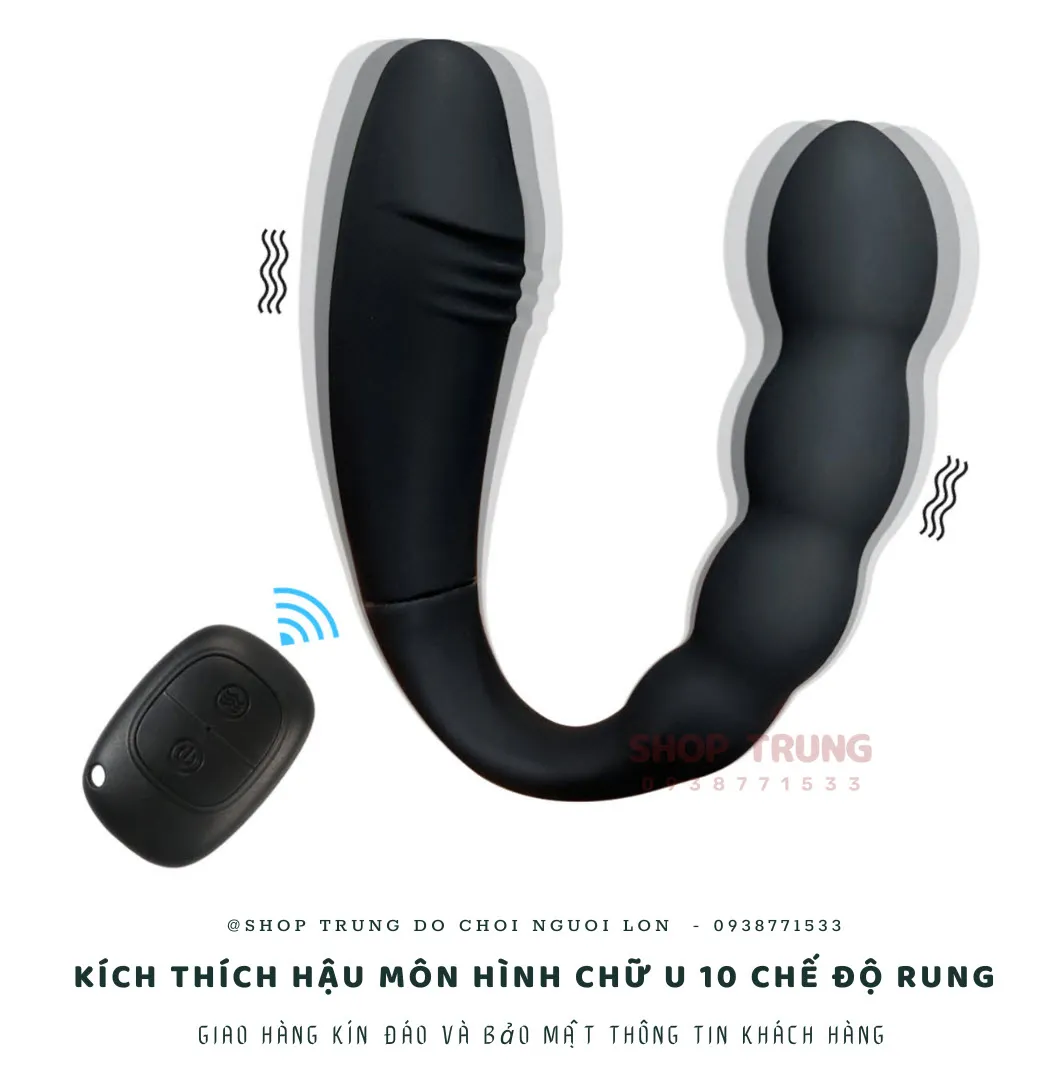 Remote Control U-Shaped Anal Vibrator with 10 Modes Black — photo 7