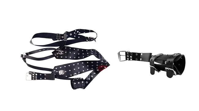 Leather Bondage Set with Adjustable Straps for BDSM Play