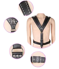 Leather Cosplay Harness with Unique Penis Lock for Intense Play