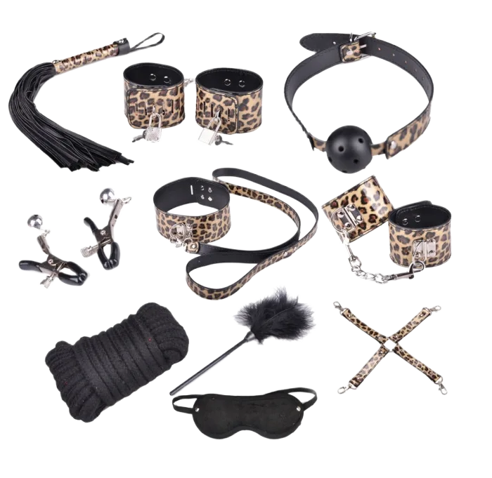 Leopard Pattern Fetish Real Leather Sexwear Set