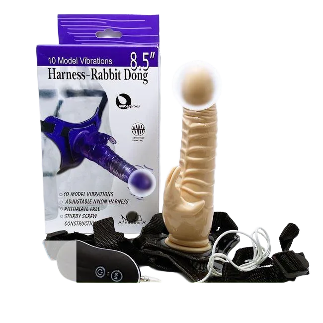 Les Harness Rabbit Dong Strap-On Vibrating Lesbian Toy