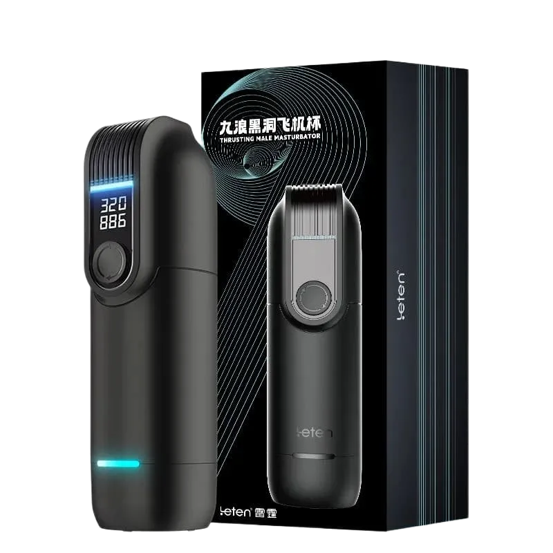 Leten Black Hurricane Hole Pro Heated Automatic Sound Male Masturbator