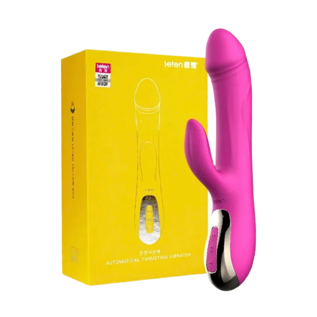 Leten Heated Thrusting Vibrating Silicone Dildo 20cm