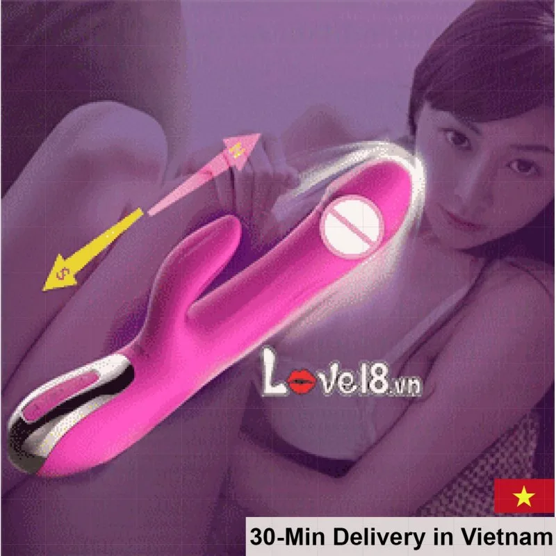 Leten Silicone Heated Vibrating Thrusting Dildo Pink