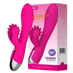 Leten Tongue Licking Realistic Vibrating Dildo Pink Silicone