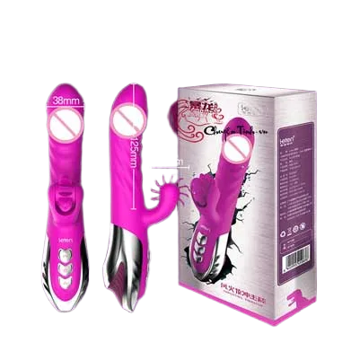 Leten Wheel Thrusting Vibrating Soft Silicone Female Dildo 23cm