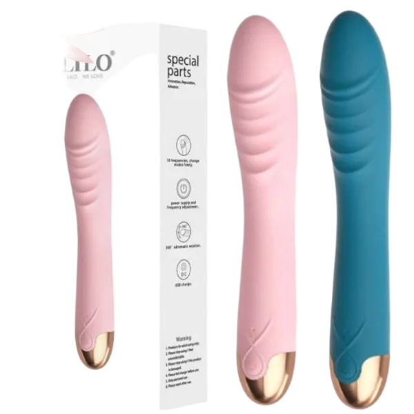 Lilo 360° Rotating Silicone Vibrator 10 Modes USB Recharge Pink Blue