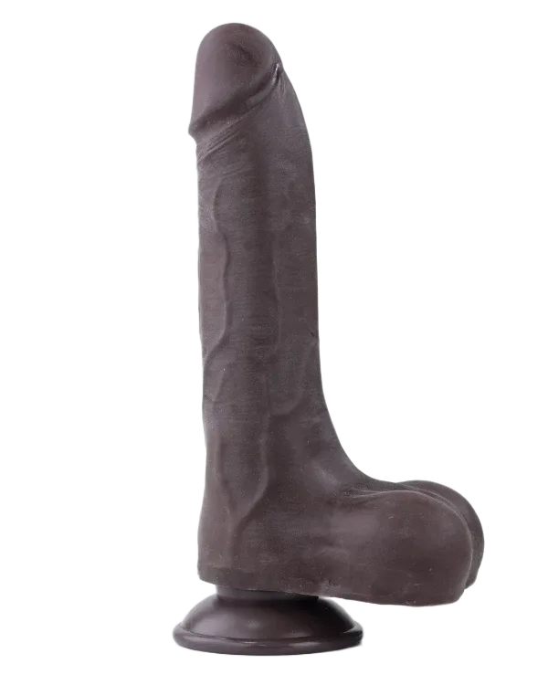 Lovetoy 8.5” Sliding Skin Dual-Layer Black Wall-Mountable Dildo
