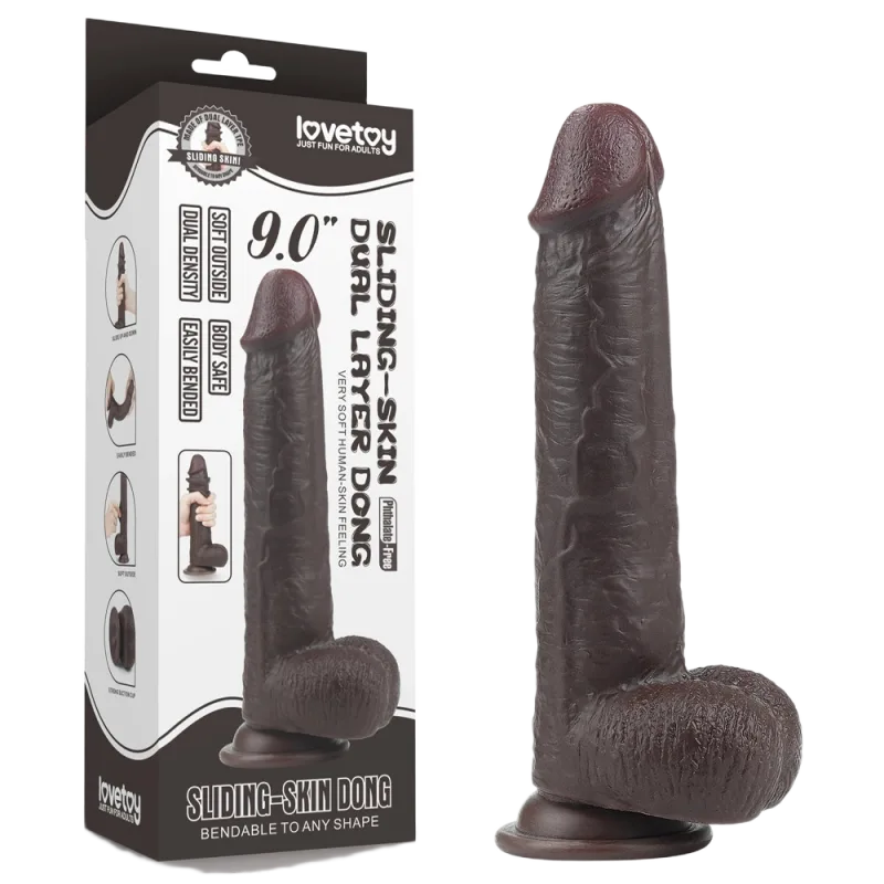 Lovetoy 9 Inch Black Soft Silicone Realistic Dildo