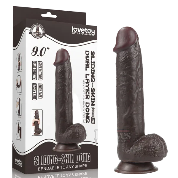 Lovetoy 9inch Wall-Mount Dildo Black Realistic Soft Silicone