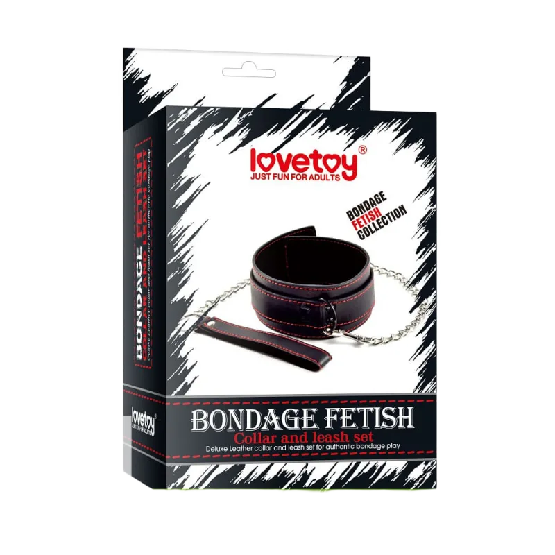Lovetoy Bondage Fetish Collar and Chain Set Soft BDSM Accessory