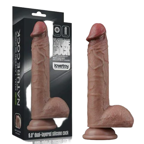 Lovetoy Brown Silicone 9 Inch Soft Realistic Dildo Vibrator