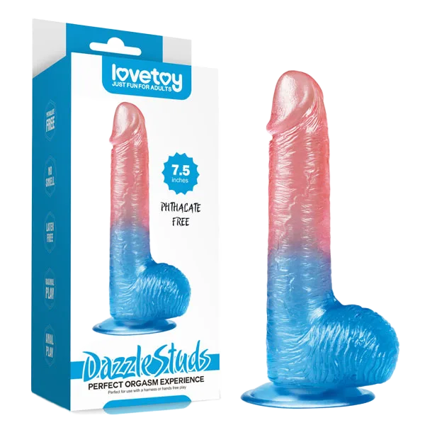 LoveToy Dazzle Studs 7.5” Suction Soft Silicone Realistic