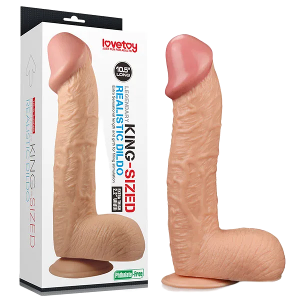 Lovetoy King Size 10.5 Inch wall-mounted dildo, life-like skin texture