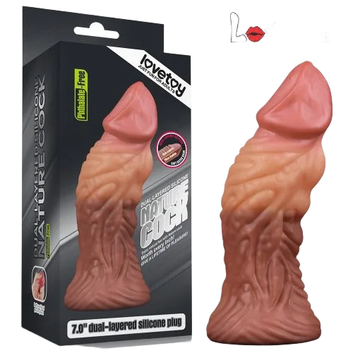 Lovetoy Platinum Silicone Double-Layer Ribbed Dildo 7"
