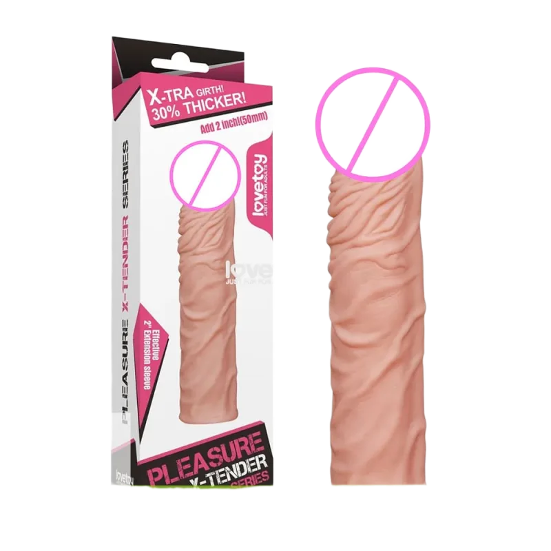 Lovetoy Pleasure X-Tender 5cm Ribbed Penis Extender Condom Enhanced Pleasure