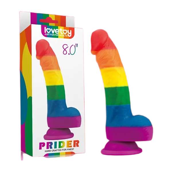 Lovetoy Prider 8in Wall Mounted Dildo Multicolor Silicone