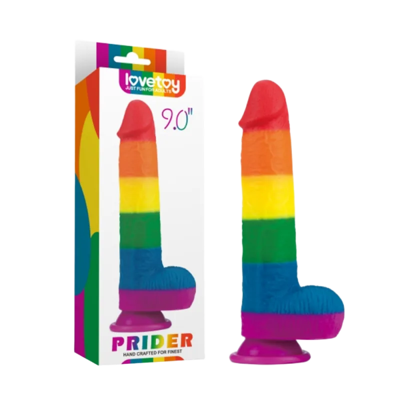 Lovetoy Prider 9.0 Wall-Adhered Multi-Color Female Dildo