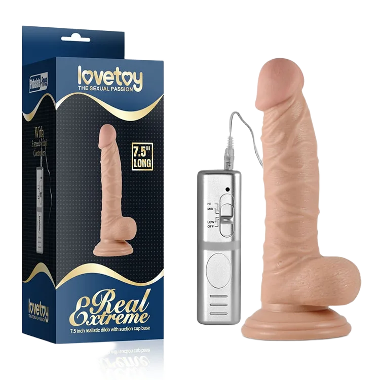 Lovetoy Real Extreme 7.5 Silicone Ribbed Vibrating Dildo