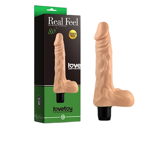 Lovetoy Real Feel Silicone Vibrating Dildo with Balls – Waterproof