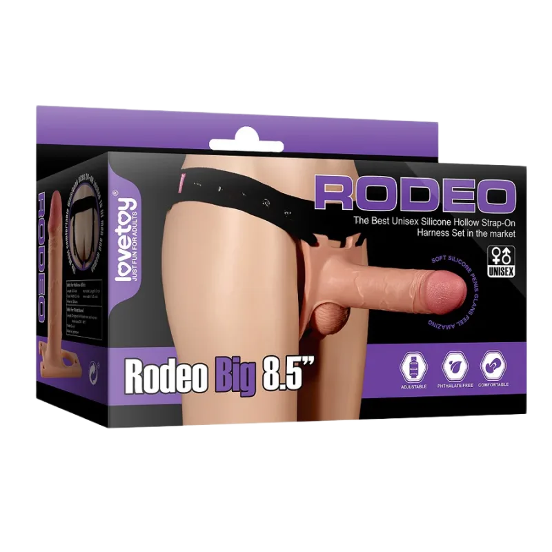 Lovetoy Rodeo Big 8.5 Inch Hollow Strap-On Dildo – Soft Silicone
