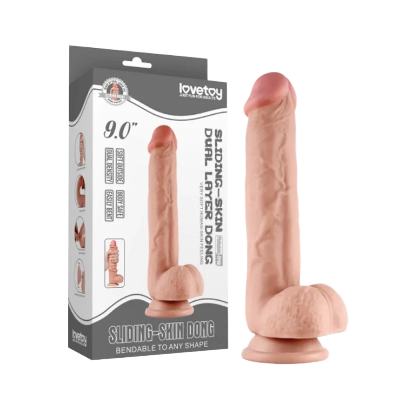 Lovetoy Sliding Skin 9 Inch Wall Mountable Realistic Dildo