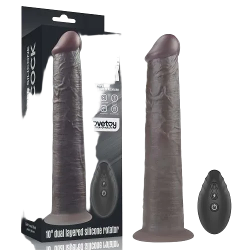 Lovetoy USA 10” Dual-Layer Silicone Rotating Vibrating Dildo