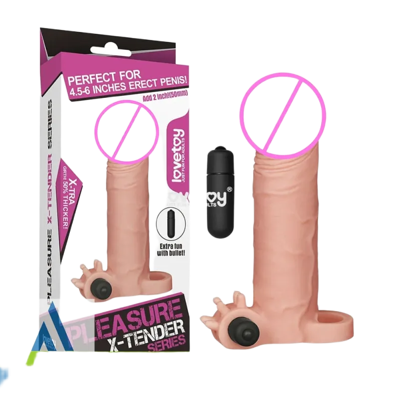 Lovetoy X-Tender Vibrating 5cm Extension Sleeve With Strap
