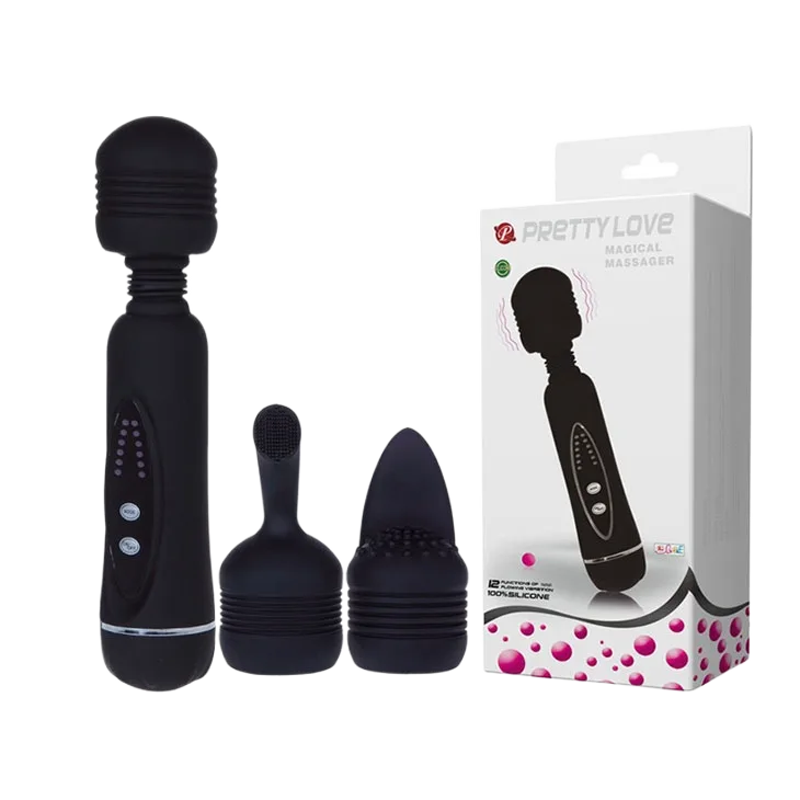 Magical Massager Triple-Head Silicone Vibrator with 12 Modes