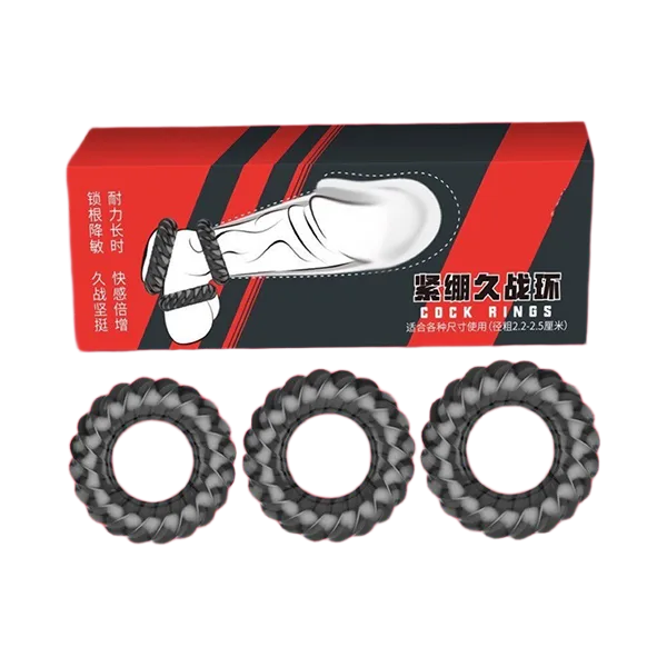 Manmiao Black Anti-Premature Ejaculation Rings Set