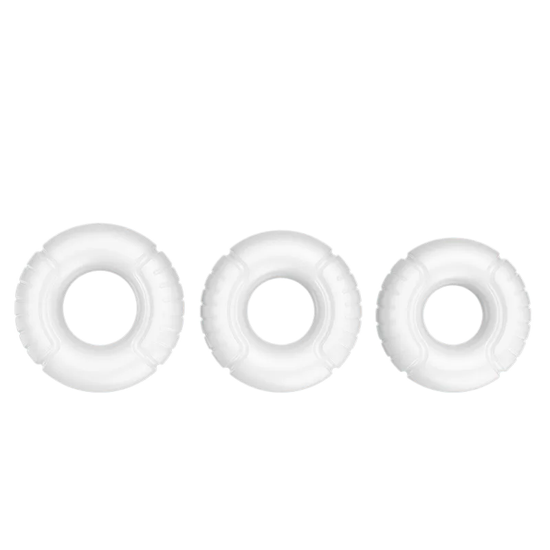 Manmiao White Silicone Cock Rings Set 3 Extend Performance