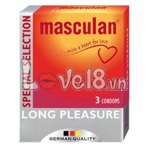 Masculan Prolonging Condoms Pack 3 Long Lasting Delay Ultra Thin 18cm