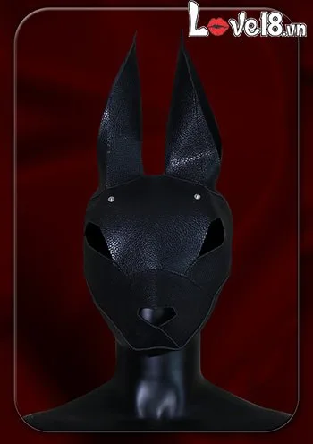 Black Leather Bunny BDSM Mask Breathable Eye Opening — photo 3