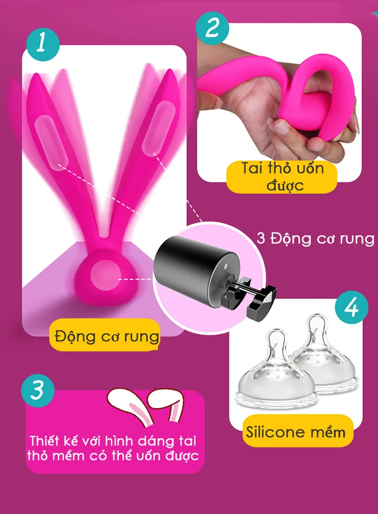 Rabbit Ear Multi-Point Vibrator Silicone ABS Safe Stimulator — photo 2