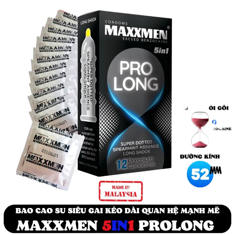 Maxman 5in1 Prolong Premium Condom Large Nubs Delay Performance Boost