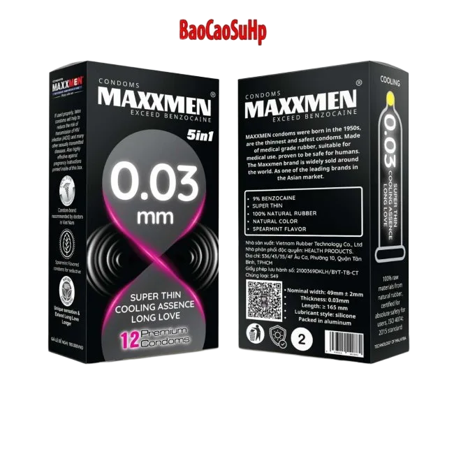 Maxman Ultra Thin 0.03mm Mint Flavor Condoms 5in1 Long Lasting Pack