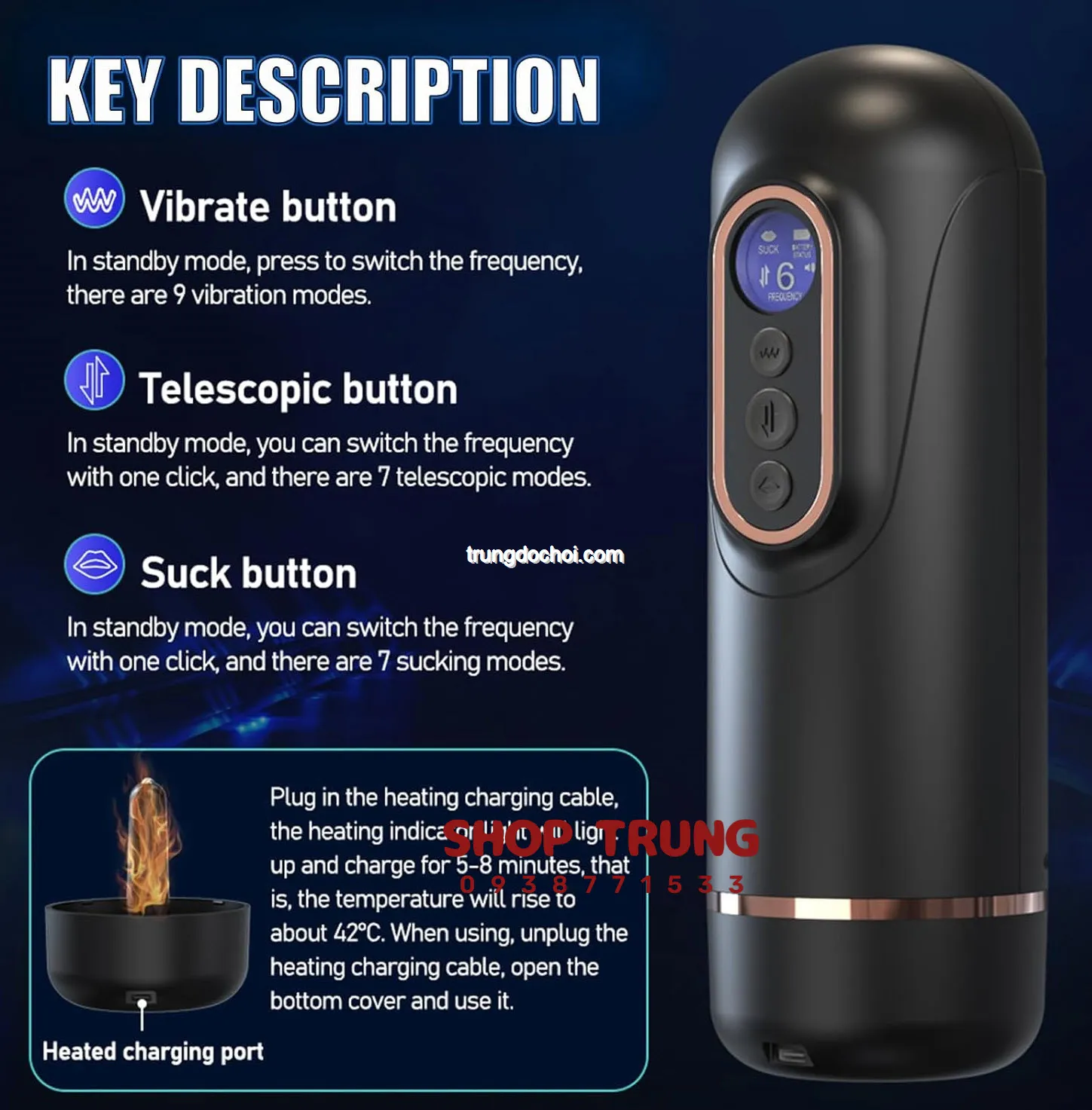 Automatic Suction Vibration Male Masturbator 9 Modes Heat — photo 3