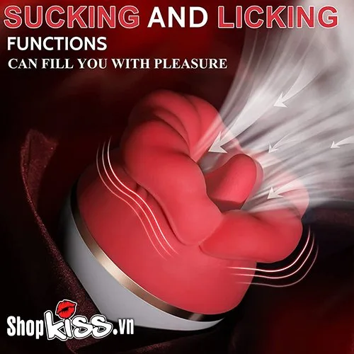 Big Mouth Rose Clitoral Licking Sucking Vibrator Red Petals — photo 6