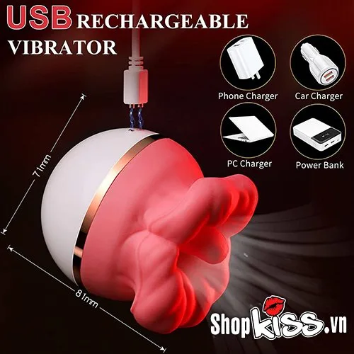 Big Mouth Rose Clitoral Licking Sucking Vibrator Red Petals — photo 5